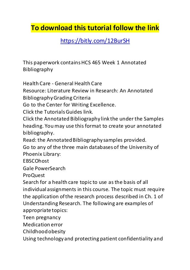 hcs 465 week 1 annotated bibliography hcs 465 week 1 annotated bibliography